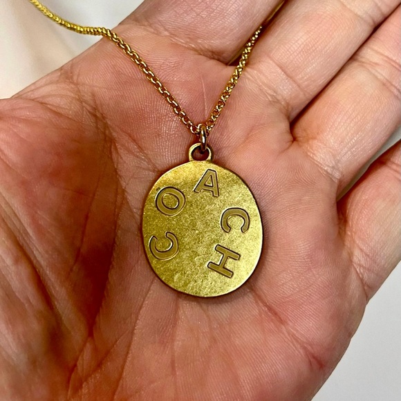 Coach Brushed Hammered Gold Pendant 18k/.925 Necklace - Picture 4 of 5